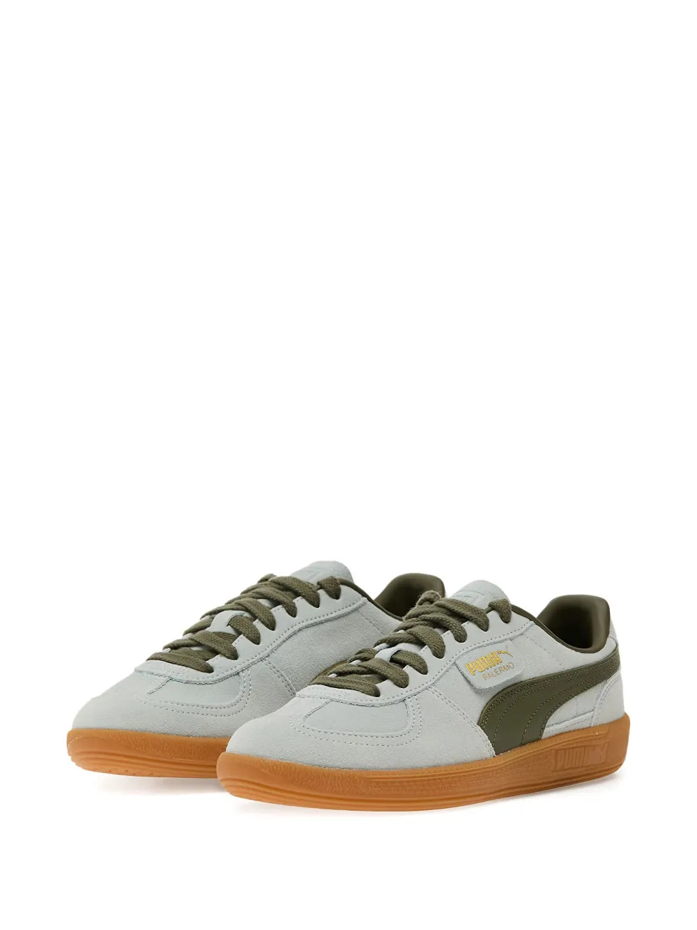 PUMA Palermo Men's Suede Low-Top Sneakers - Vibrant Green Gum Sole Trainers