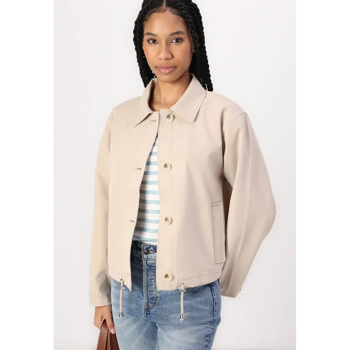 Tom Tailor Denim Women's Easy Short Light Jacket: Soft Calm Beige Button-Up - Gomix Brands Outlet