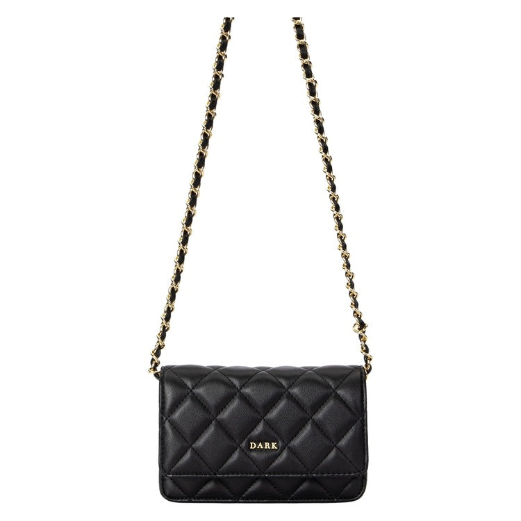 DARK Chic Quilted Leather Mini Crossbody Bag with Elegant Chain