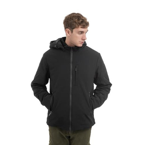 TONY BACKER Men's Winter Waterproof Windproof Softshell Jacket Detachable Hood