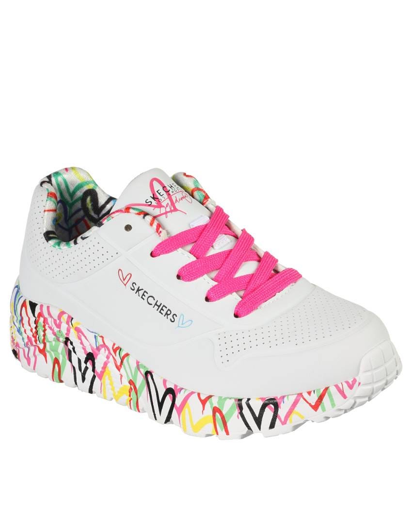 Skechers x JGoldcrown Uno Lite Lovely Luv Kids' Fashion Sneakers White Multi