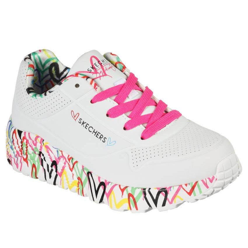 Skechers x JGoldcrown Uno Lite Lovely Luv Kids' Fashion Sneakers White Multi