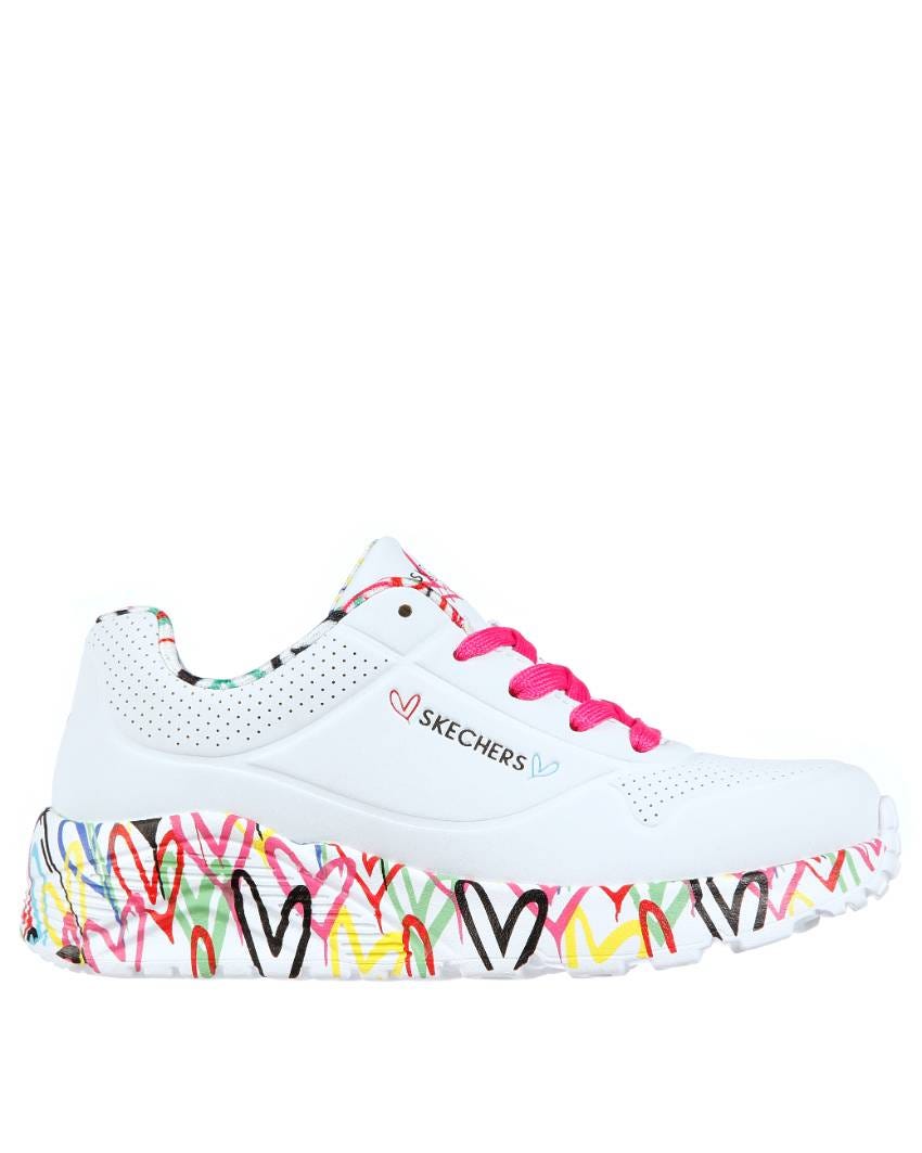 Skechers x JGoldcrown Uno Lite Lovely Luv Kids' Fashion Sneakers White Multi