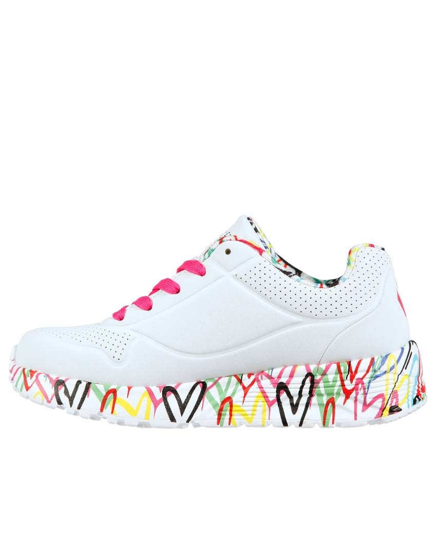 Skechers x JGoldcrown Uno Lite Lovely Luv Kids' Fashion Sneakers White Multi
