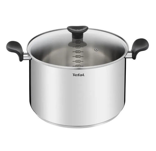 Tefal Primary 28cm Stainless Steel Cooking Pot with Clear Glass Lid