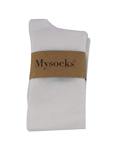Mysocks 3 pair Knee High White Socks unisex Combed Cotton Seamless Toe Tall Long High Socks White