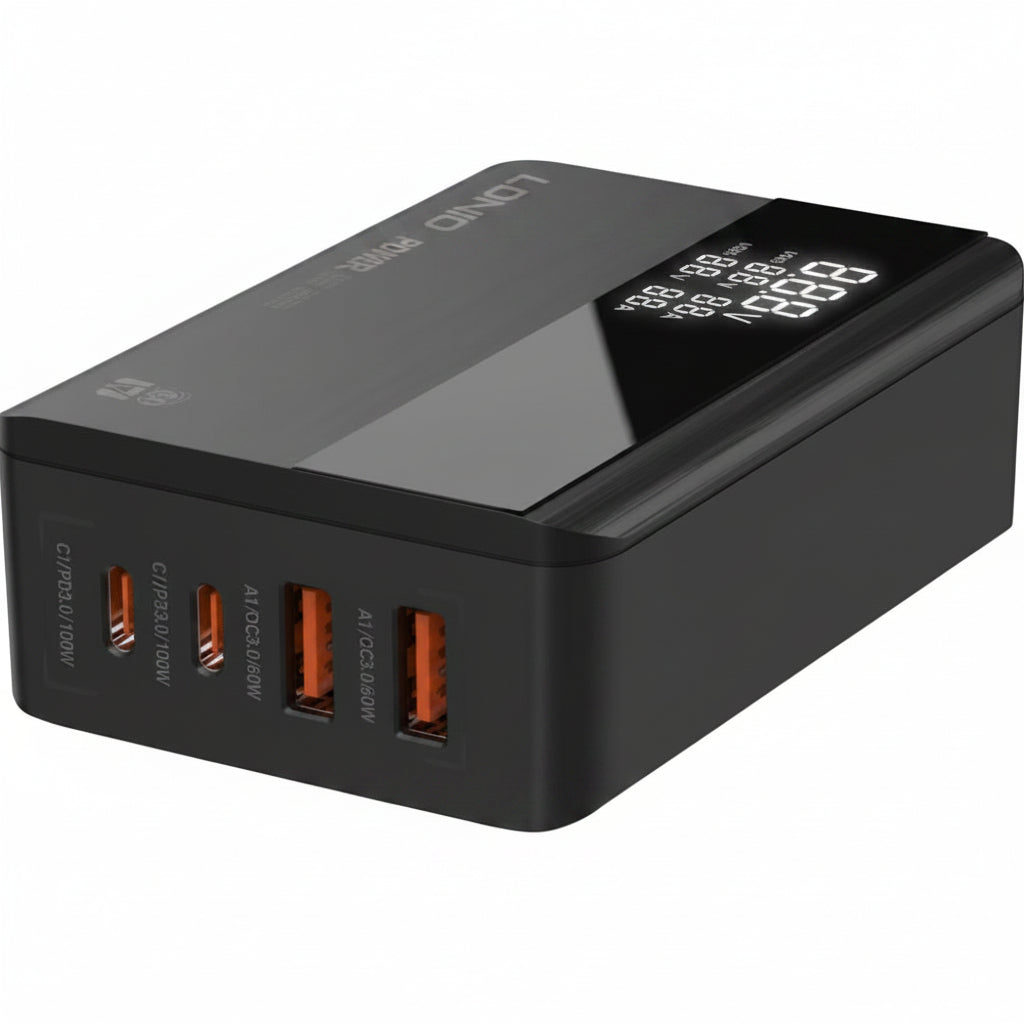 LDNIO A4809C 100W GaN 4-Port USB C Wall Charger with PD3.0 QC4.0 Multiport PPS Fast Charging Station Black