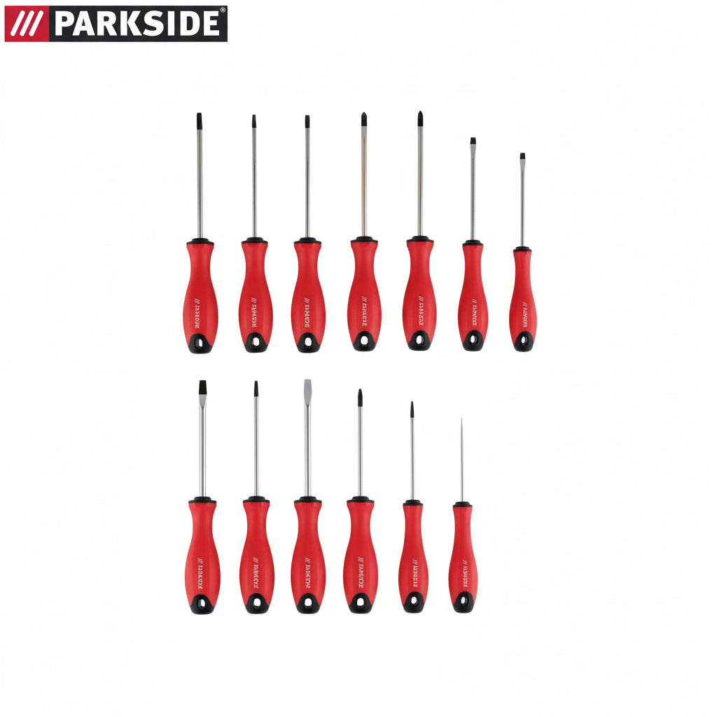 Parkside 16-Piece Chrome Vanadium Steel Screwdriver Set Magnetic Tips Red - Gomix Brands Outlet