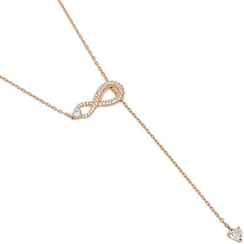 Swarovski Infinity Y-Shaped Elegant Rose Gold Crystal Adjustable Necklace