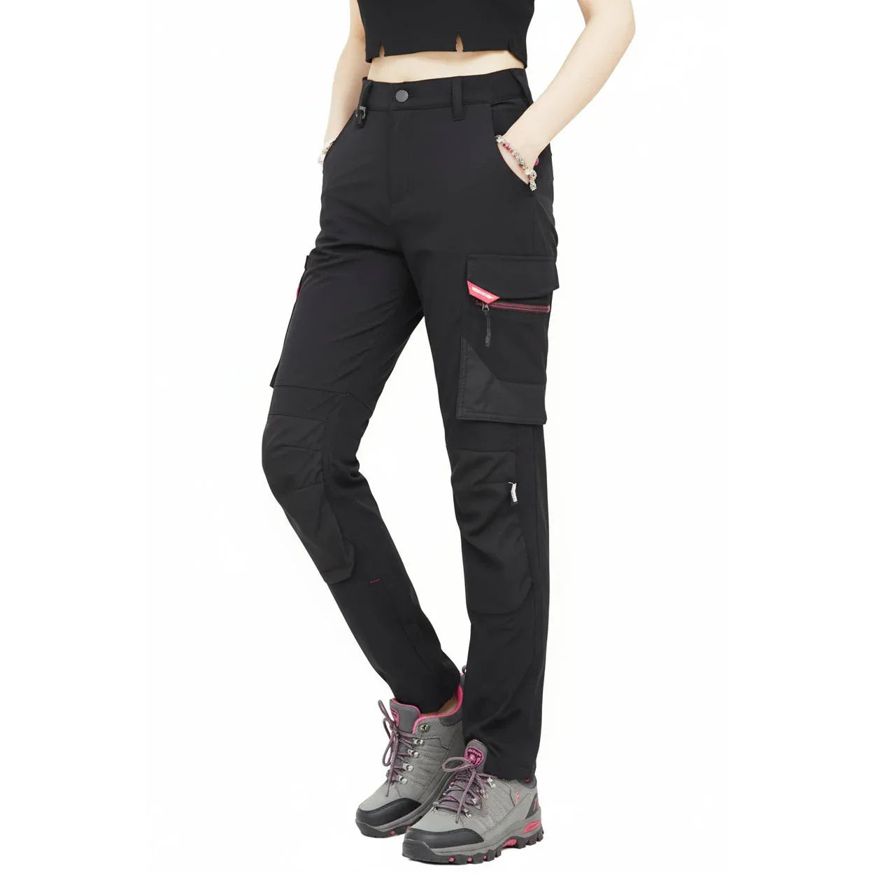 WORK IDEA Women's Slim-Fit Stretch Work Trousers with Cordura Pads - Gomix Brands Outlet