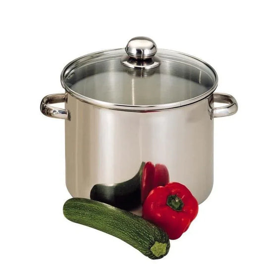 Baumalu 13.5 L Stainless Steel Stockpot: Glass Lid, Induction Ready - Gomix Brands Outlet