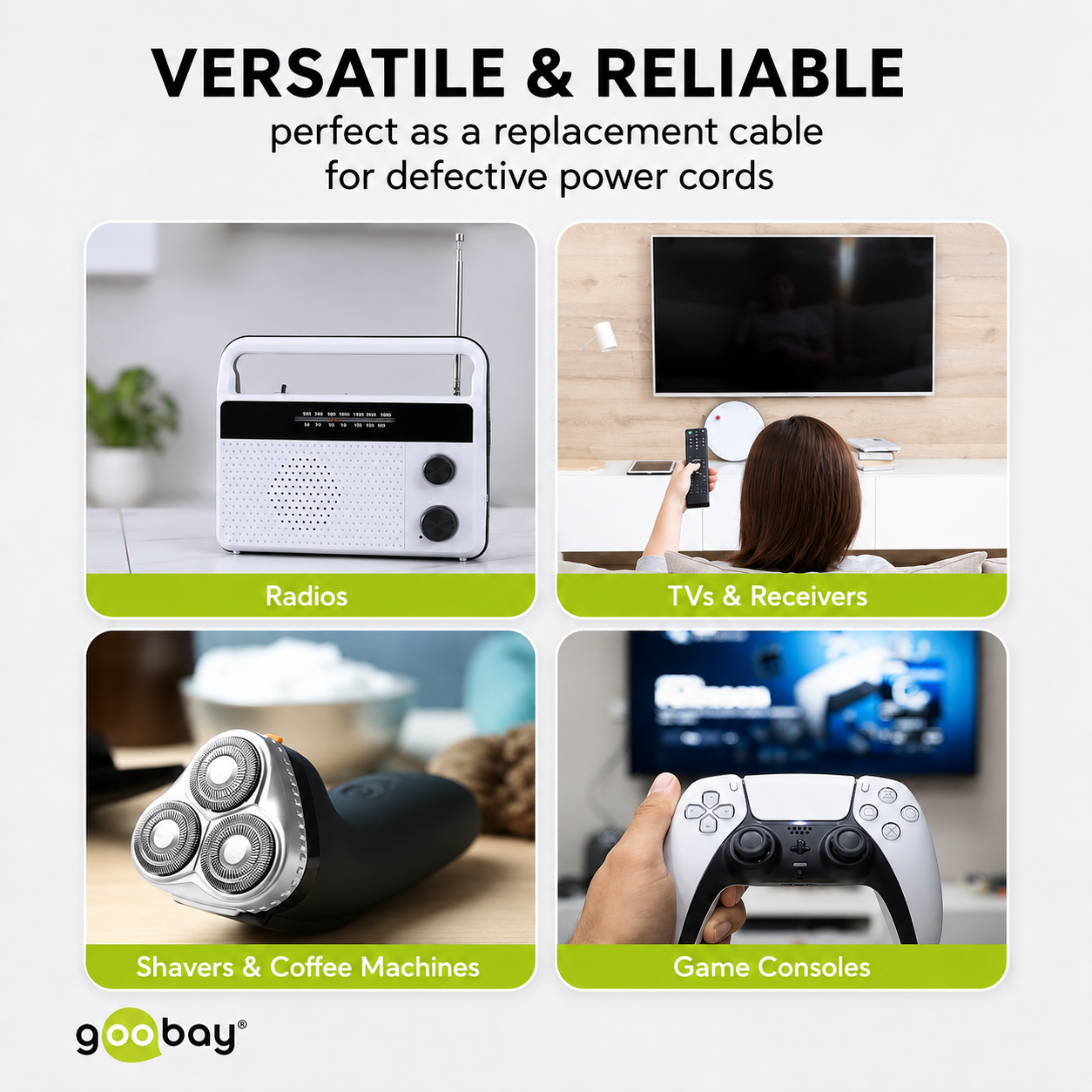 Goobay 97355 Euro Plug to C7 Power Cable 90°