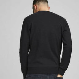 Jack & Jones Men's Premium Black Crewneck Sweatshirt - Comfortable Cotton Blend 2XL