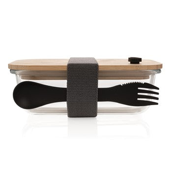Glass Lunch Box with Bamboo Lid and Spoon - Eco-Friendly