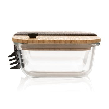 Glass Lunch Box with Bamboo Lid and Spoon - Eco-Friendly