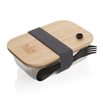 Glass Lunch Box with Bamboo Lid and Spoon - Eco-Friendly