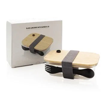 Glass Lunch Box with Bamboo Lid and Spoon - Eco-Friendly - Gomix Brands Outlet
