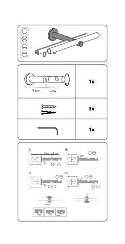 Chicago Double Curtain Rod Bracket, 2-Track, Open, 20mm Diameter, Matte Black - Gomix Brands Outlet