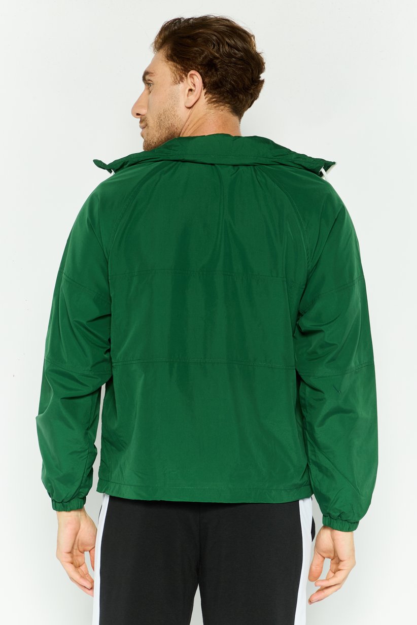Lacoste Men's Embroidered Logo Green Windbreaker Jacket - Lightweight, Water-Resistant