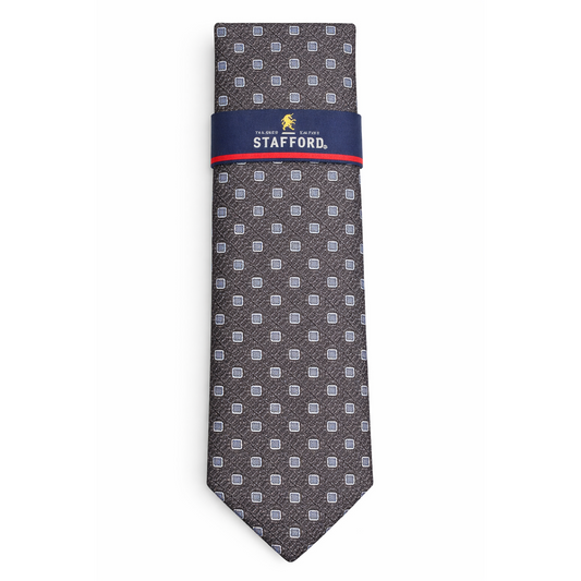 Stafford Men's Black Tie with Blue Pattern