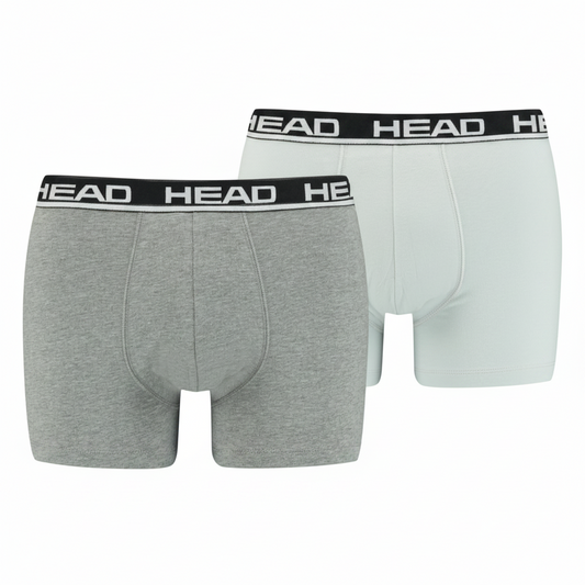 Head Basic Boxer 2P Men's Boxer Briefs 2-Pack Grey/Light Grey L 95% Cotton 5% Elastane
