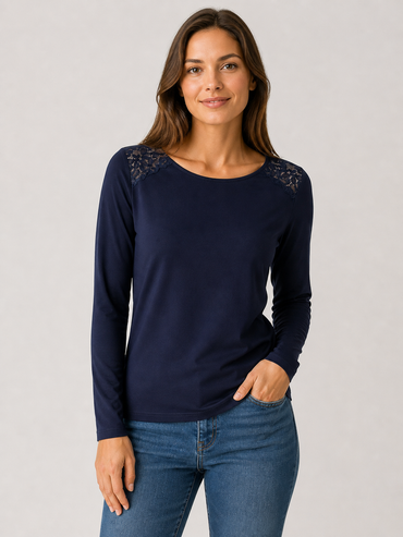 esmara Long Sleeve Top Lace Detail On Shoulder