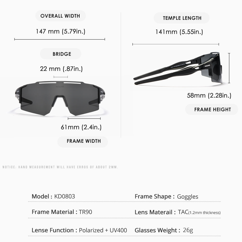 KDEAM KD0803 16-Color Men's Rimless Polarized UV400 Cycling Sunglasses