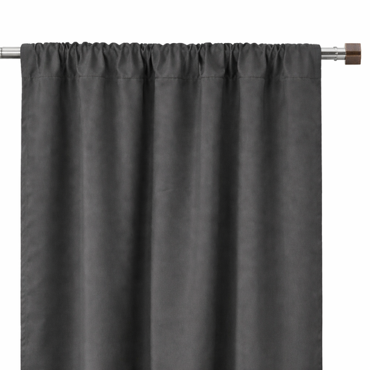 Deconovo Dark Grey Blackout Polyester Curtains with Rod Pockets 2 pieces