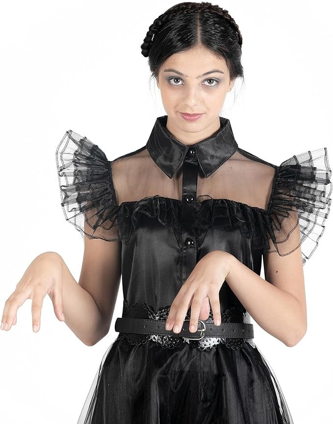CIAO Wednesday Addams Nevermore Dress Costume for Girls, Size Small