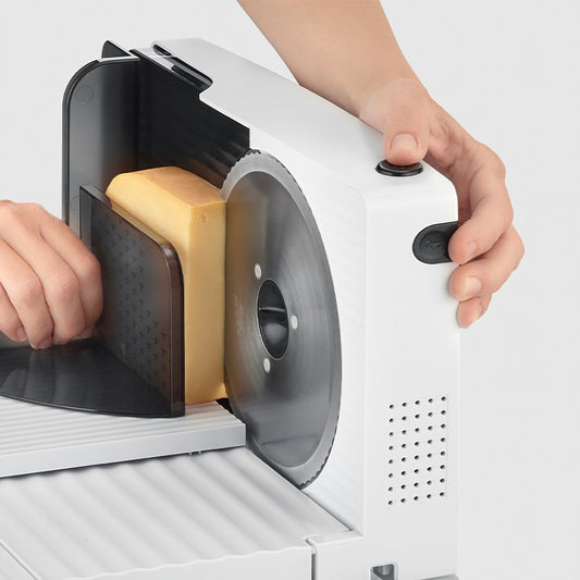 Powerful Electric Food Slicer with Stainless Steel Blade, Adjustable Thickness, Foldable Design