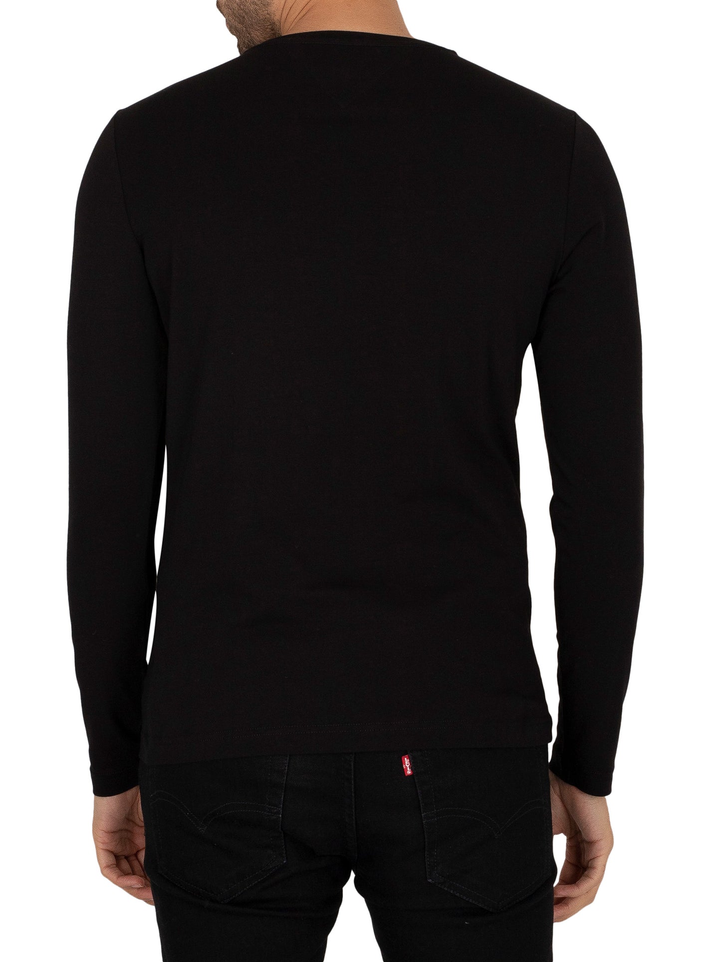 Tommy Hilfiger Men's Stretch Slim Fit Organic Cotton Long Sleeve T-Shirt Black