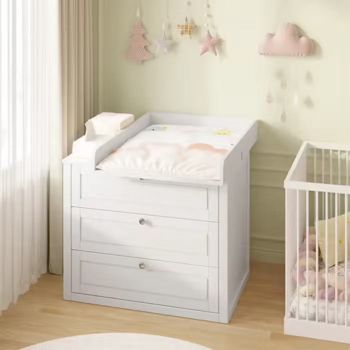 White MDF Changing Table Topper - Convert Dresser to Nursery Station