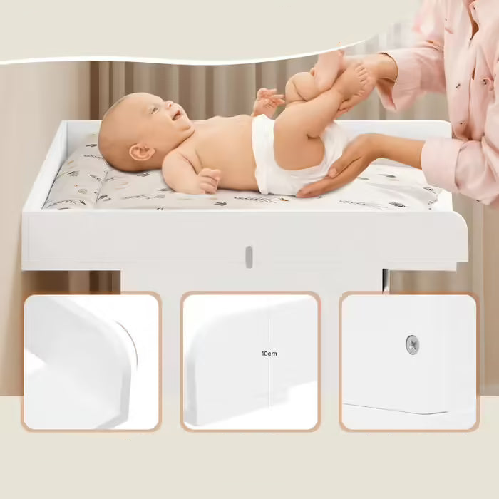 White MDF Changing Table Topper - Convert Dresser to Nursery Station