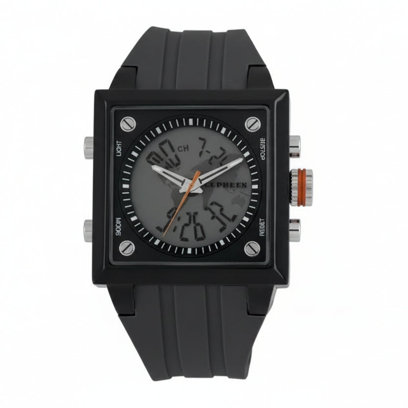 Rugged Men's Cepheus CP900-622B Quartz Watch: Durable Silicone Strap, Black Dial - Gomix Brands Outlet