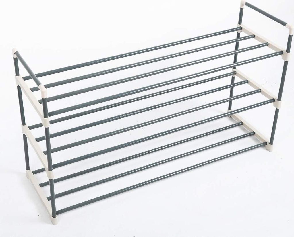 WOLTU Beige 3‑Tier Shoe Rack – Sturdy Steel‑Plastic Organizer for Up to 15 Pairs