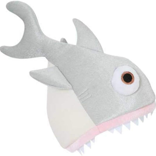 Grey-White Shark Shaped Carnival Hat with Teeth, Eyes & Fins