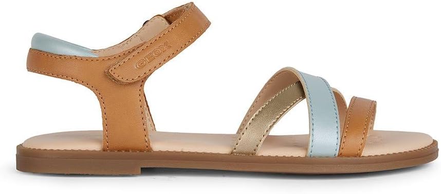 Geox Girls Karly Leather-Style Sandals with Breathable Sole