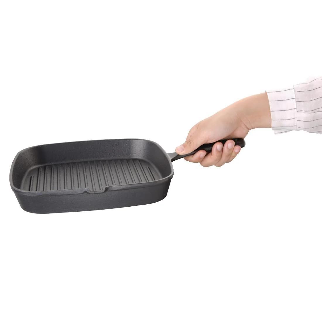 Vogue M653 Ribbed Square Skillet 9.5" Cast Iron Non-Stick