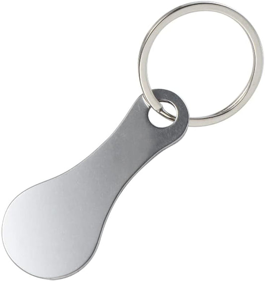 Stainless Steel Shopping Trolley Token Keychain Silver Black
