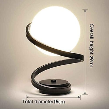 Modern Round Glass Table Lamp with 3‑Way Dimmable LED Light