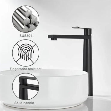 DETBOM Modern Black Tall Basin Faucet Single Lever Mixer with Ceramic Valve - Gomix Brands Outlet