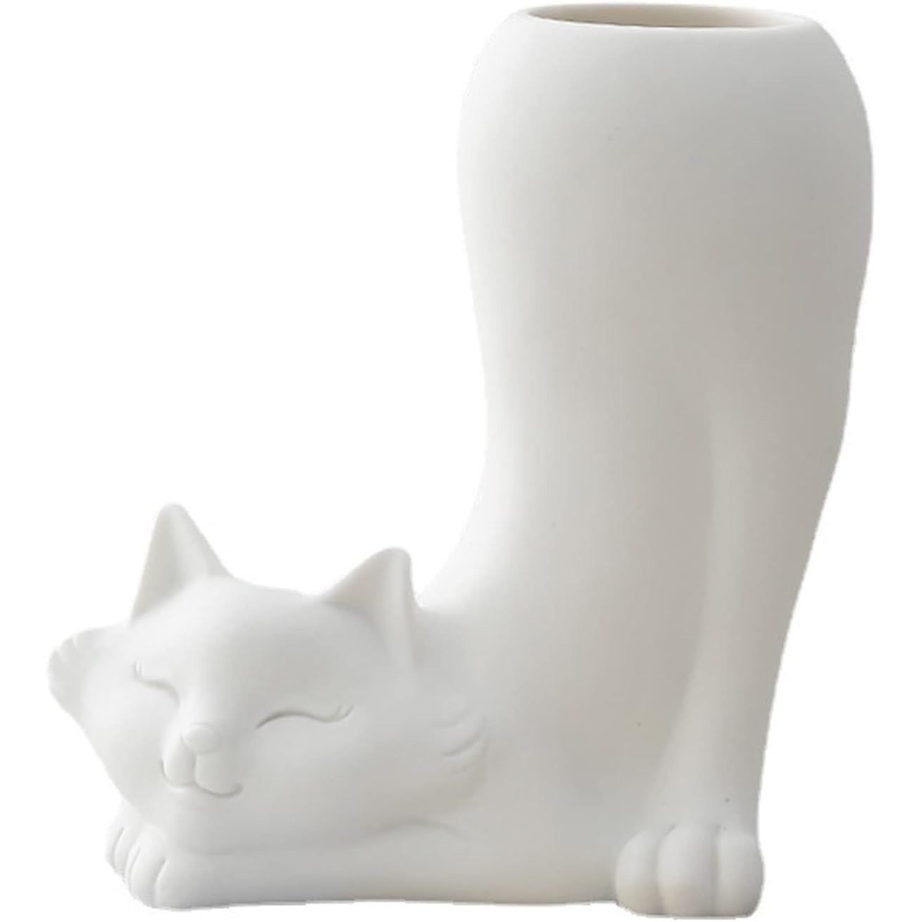 White Ceramic Cat-Shaped Vase – Cute Animal Design for Home Décor