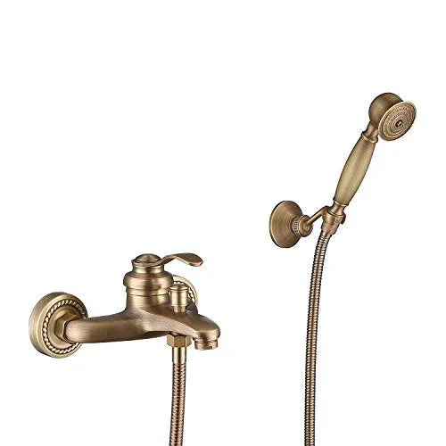 Antique Brass Wall-Mounted Bathtub Faucet with Hand Shower - Gomix Brands Outlet