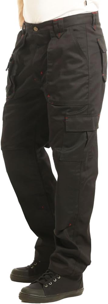 Lee Cooper Men's LCPNT206 Durable Multi-Pocket Workwear Cargo Trousers with Knee Pad Pockets