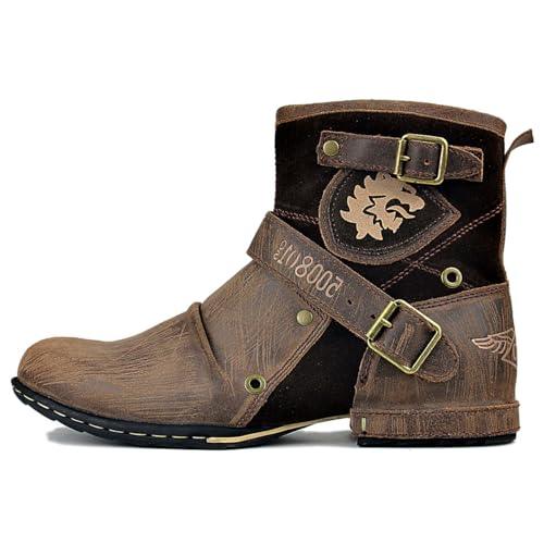 OSSTONE Men's Moto Leather Boots with Side Zipper - Gomix Brands Outlet