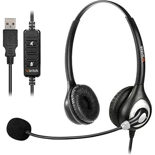 Wantek USB Headset with Noise Cancelling Microphone for Clear Calls