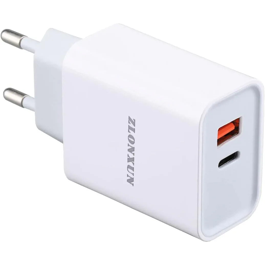 ZLONXUN 20W EU Dual-Port Fast Charger USB-C & USB-A - Gomix Brands Outlet
