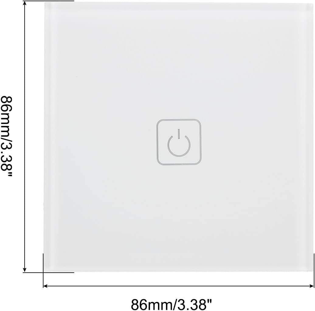 MECCANIXITY White Touch Lamp Switch 86mm Tempered Glass Panel