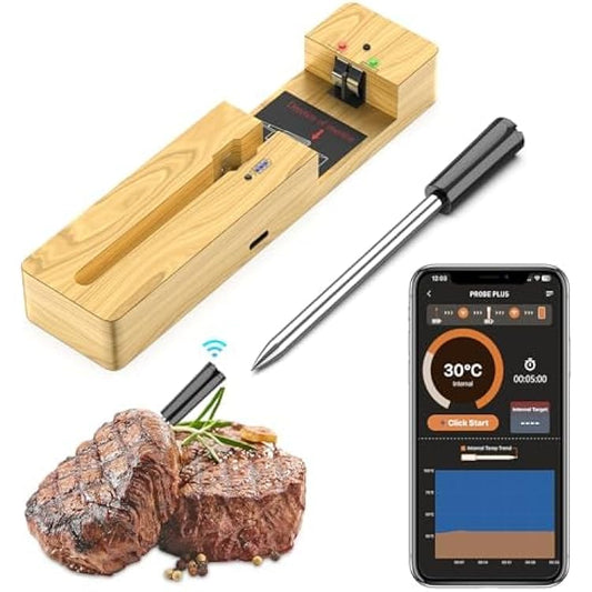 MOGUNDAM Wireless Bluetooth Meat Thermometer with Ceramic Waterproof Probe