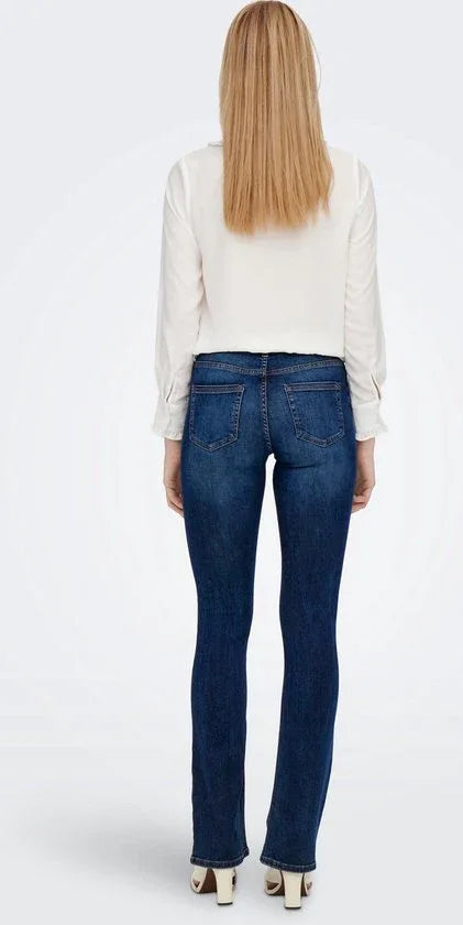 ONLY Mid Blush Flared Denim Jeans for Women Dark Blue - Gomix Brands Outlet
